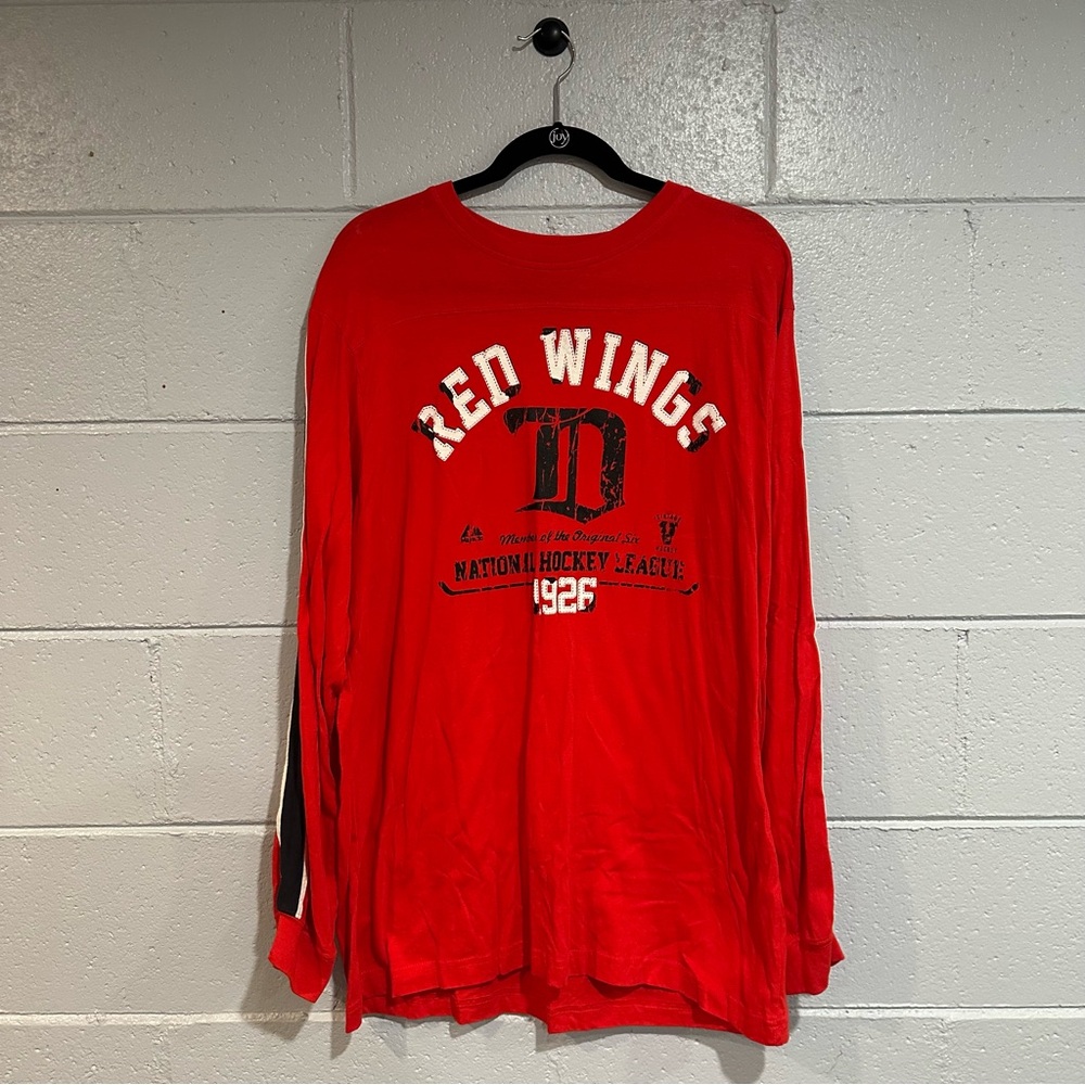 Detroit Red Wings “Original Six” NHL Red Vintage Hockey XL Long Sleeve Shirt